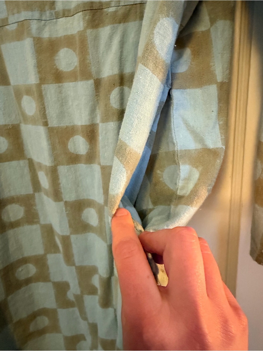 PO-EM Knee-length Dress in Light Blue and Olive Green, Small - Picture 3 of 4